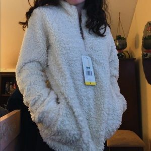 White Quarter Zip Sherpa